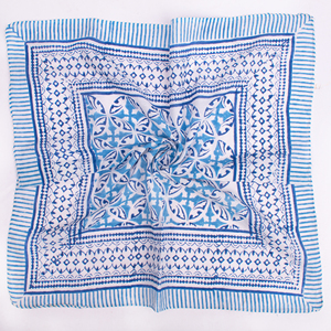 Cotton <b>Square</b> Bandana Geometric Pattern Blue White Casual Summer <b>Scarf</b> Breathable Lightweight Wrap - Product Image 6