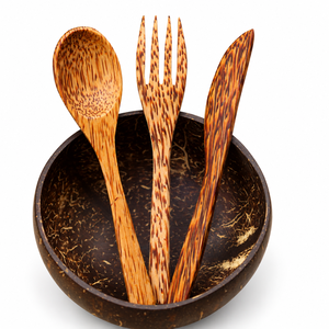 Cuencos Rústicos de Cáscara de Coco Hechos a Mano en Vietnam, Ecológicos, Naturales, Desechables, con Cuchara, 13-16cm, Regalos Empresariales Internacionales - Product Image 1