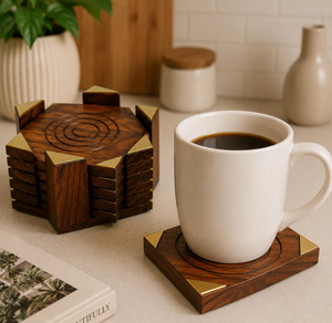 Wood Coaster Table Decorative Table Accessory Household Crafts Wood Coaster At Lowest Price - Product Image 5