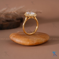 Bague de fiançailles en or massif avec diamant de laboratoire taille radiant et halo, style vintage, sertie milgrain, bijoux fins de mariée, sur mesure pour femme, cadeau