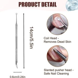 Dual End Stainless Steel <b>Cuticle</b> Pusher <b>Tool</b> with Non-Slip Grip Nail <b>Tool</b> - Product Image 5