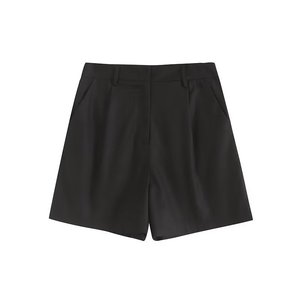 ZATRHMBM 2024 Shorts Casuales para Mujer, Ecológicos, Antiarrugas, Mezcla de Poliéster, Retro, con Bolsillos Laterales, Cierre de Cremallera, Color Sólido Multicolor - Product Image 3