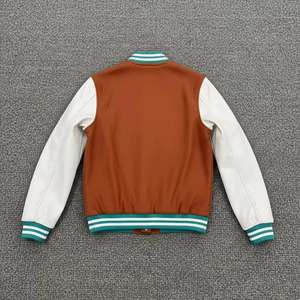 Veste universitaire pour homme, manches en cuir véritable et mélange de laine, coupe-vent, style Letterman, tailles XS-5XL - Product Image 5