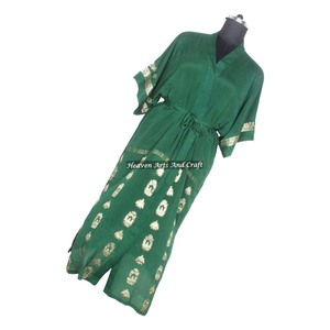 KL006 Robe de nuit vintage pour femme, imprimé floral coloré, style bohème, longue, en soie, type kimono, pour l'hiver et l'automne, séchage rapide - Product Image 3