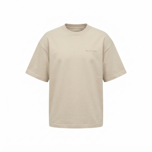 Men's <b>Cream</b> Oversized T Shirt Crew Neck Short Sleeve Casual Streetwear Cotton <b>Tshirt</b> Minimalist Relaxed Fit Top - Product Image 3