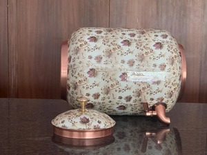 Floral Pattern Copper Water <b>Dispenser</b> with Tap and Lid Large Capacity Home <b>Beverage</b> Storage Pot - Product Image 4