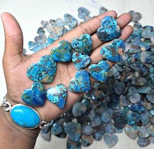 Pierre précieuse Shattuckite en forme de cœur de haute qualité, Azurite Shattuckite de qualité supérieure, pierre brute polie pour bijoux, lot de cristaux en gros - Product Image 6
