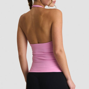 Débardeur de sport pour femme, personnalisé, sans dos, long, col en V profond, couleur unie, séchage rapide, coupe ajustée, haute qualité - Product Image 6