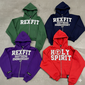 Hoodies à Capuche Zippés à Épaules Tombantes en Molleton Lourd de Qualité Supérieure, Personnalisables avec Logo par Sérigraphie, Faible MOQ, Meilleures Ventes - Product Image 2