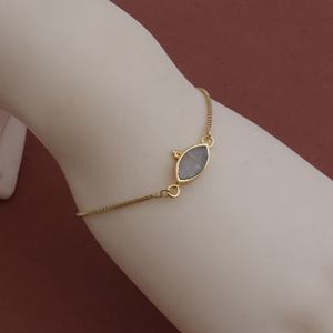 Rainbow Moonstone <b>Adjustable</b> <b>Gold</b> Plated Brass Marquise Shape Bezel Set Gemstone Trendy Handmade Wholesale <b>Bracelet</b> - Product Image 5