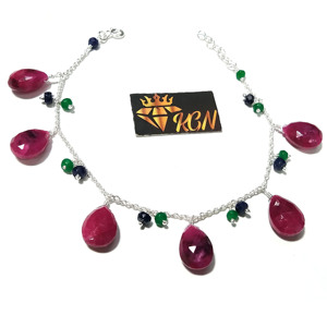 Bracelet statement fait main en argent sterling avec rubis rouge naturel - Product Image 2