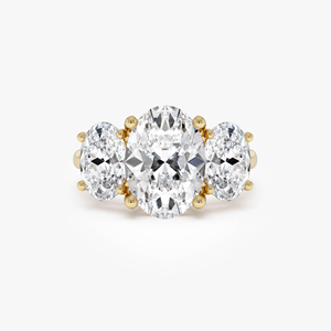Anillo de compromiso clásico con diamante ovalado de 5 quilates para mujer, oro amarillo, diamante cultivado en laboratorio con certificación IGI. - Product Image 1