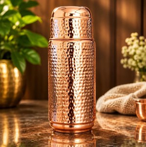 Hammered <b>Copper</b> Water Bottle With <b>Screw</b> Cap Hand Made Vintage Style Portable Home Use Drinkware Best gifts <b>copper</b> water bottle - Product Image 1