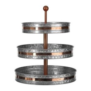 Wholesale <b>3</b> <b>Tier</b> Galvanized Metal <b>Cake</b> <b>Stand</b> Rustic Copper Accent Tiered Tray Cupcake Dessert Display <b>Stand</b> for Party Wedding - Product Image 1