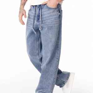 Pantalon en jean droit vintage pour homme, léger, respirant, à séchage rapide, écologique, en polyester et coton, de style urbain international - Product Image 5