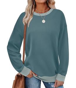 Sudadera de Algodón para Mujer, de Lujo, Manga Larga, Cuello Redondo, Hombros Caídos, Color Sólido, Cómoda, Talla Grande, del Mejor Precio, de Bangladesh - Product Image 1