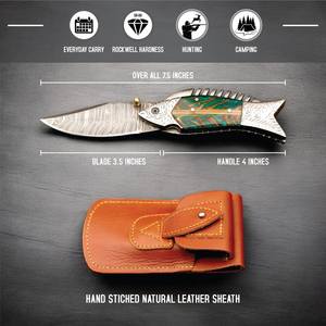 Couteau de chasse pliant en acier Damas de qualité supérieure, manche en acier Damas, emballage en boîte, vente en gros B2B, fabricant OEM de luxe TARJ - Product Image 2