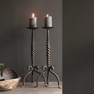 Traditional wrought iron candle holder with scroll accents and handcrafted curves for event lighting and home use - Product Image 1