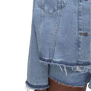 Shorts en jean vintage droits pour femmes, taille mi-haute, confortables, de haute qualité, dernier design, vente en gros, logo personnalisé, quatre poches, OEM - Product Image 3