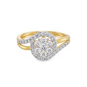 Bague de fiançailles ronde en moissanite avec pavé incurvé, plaqué or/argent/or rose, bijoux élégants pour mariée et fête de mariage - Product Image 2