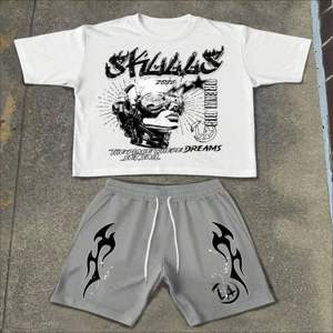 Ensemble T-shirt et short d'été pour homme, deux pièces, streetwear, sport, fitness, manches courtes, marque personnalisée, fabricant de vêtements en gros - Product Image 2