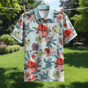 Polo pour homme en polyester et spandex imprimé - Product Image 3