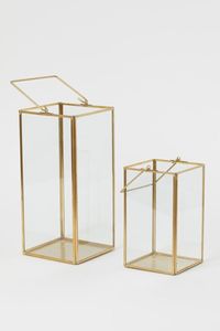 Décoration d'intérieur et d'extérieur : Bougeoirs personnalisés en métal et verre dorés, style farmhouse, pour sol et suspension, pour la décoration - Product Image 5