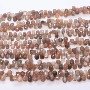 Aaa Natural Chocolate Moonstone Faceted Pear Shape <b>Beads</b> 5x7 Mm Moonstone <b>Beads</b> 8 Inch Strand Faceted Chocolate Moonstone Pear - Product Image 1