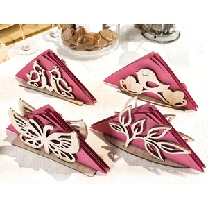 Wooden Bird Napkin Holder Free Standing <b>Table</b> Decorative Stand Cute Design Pink Fabric Base - Product Image 6
