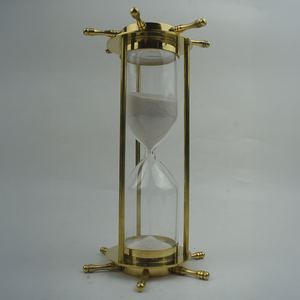 White 30 Min 11 Inch Brass & Wooden Hour Glass Office Desk or Home <b>Kitchen</b> Decor Perfect Gift by AYAANS - Product Image 4