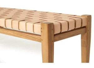 Mango wood and leather strip Garden <b>Bench</b> Outdoor Furniture - Product Image 6