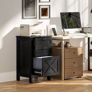"Distressed Black Rustic Farmhouse 3-Drawer <b>A4</b>/Letter Size Office <b>File</b> Cabinet" - Product Image 2