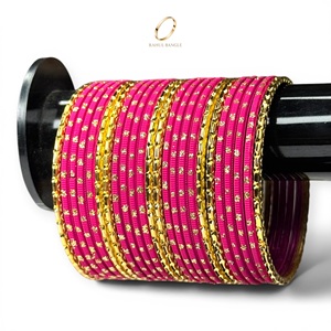 Sparkling <b>Cute</b> Premium Kids Pink Gold Plated Crystal Stainless Steel Fashion Bangles Indian Jewelry Set for Girls Party Wedding - Product Image 1