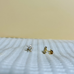Pendientes de Diamantes Naturales con Corte Brillante Redondo en Forma de Flor para Mujer, Cultivados en Laboratorio, Color H, Certificación GGL, Estilo Clásico para Boda - Product Image 3