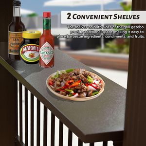 6.5x12FT Hardtop Galvanized Steel Roof Grill Gazebo Outdoor BBQ with 2 Side <b>Shelves</b> <b>Metal</b> Permanent Canopy & Pergola - Product Image 6