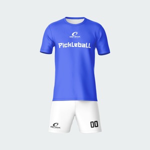 Conjunto de Camiseta y Pantalones Cortos de Pickleball Unisex, Ropa Deportiva Sublimada que Absorbe la Humedad, Azul y Blanco, Corte Regular para Adultos - Product Image 1