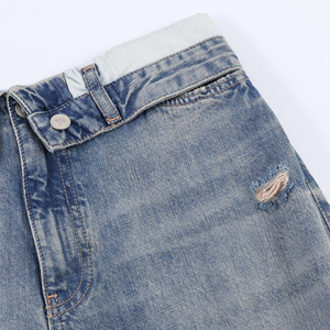 Jeans de Mezclilla de Pierna Ancha para Hombre, Lavado Oscuro, Corte Holgado, Cintura Media, Estilo Casual Urbano, Verano/Invierno, Tejido de Algodón - Product Image 5