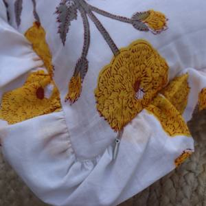 2026 Modern Vintage Style 100% Hand Block <b>Printed</b> Embroidered Yellow Floral Designer <b>Cushion</b> Covers Geometric - Product Image 6