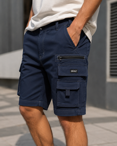 Pantalones Cortos Cargo Negros para Hombre MIAZ, 100% Algodón, Sólidos, de Secado Rápido, Transpirables, Antiarrugas, Estilo Casual/Deportivo, con Bolsillos - Product Image 2
