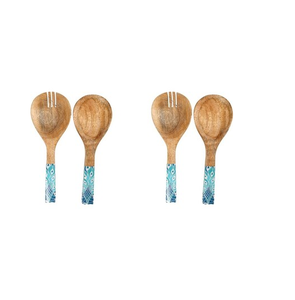Ensemble de cuillères de cuisine en bois émaillé imprimé, ensemble de cuillères à salade en bois émaillé imprimé, best-seller, pour la maison et la restauration - Product Image 1