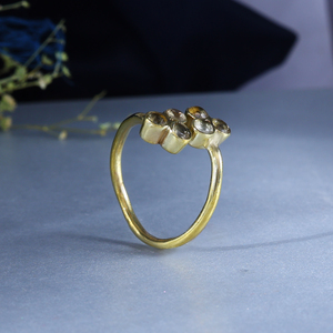 Cluster Bypass <b>Ring</b> | Bohemian Cocktail 18K Gold Plated Brass Statement Jewelry - Product Image 2
