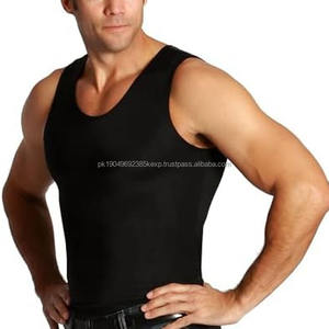 Custom Logo <b>Black</b> Athletic Stretch Compression <b>Men</b> Tank Tops Body Shaper - Product Image 2