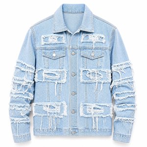 Veste en jean matelassée vintage 100 % coton, coupe classique, effet délavé extrême, style camionneur, pour l'hiver - Product Image 1