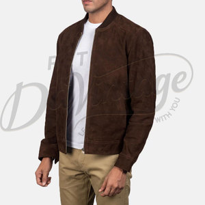 Blouson Bomber en Cuir Souple Marron Foncé pour Homme, Veste Décontractée Slim Fit en Véritable Peau de Mouton, Style Baseball Zippé pour Automne Hiver - Product Image 5