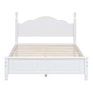 Retro Style Full Size Wood <b>Platform</b> <b>Bed</b> <b>Frame</b> with White Wooden Slat Support Model D0100H5PNL2 - Product Image 3