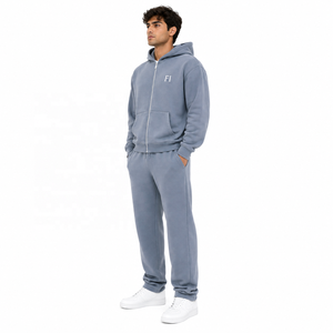 Premium Cotton Fleece Hoodies <b>Zip</b> Up <b>Hooded</b> Tracksuit Set for Men Custom Logo Jogger Suit High Quality Sweatshirt Wholesale OEM - Product Image 2