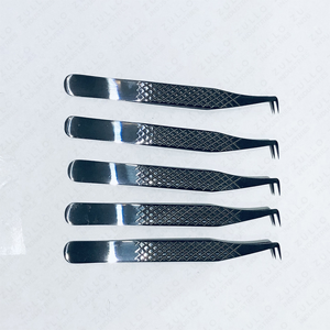 Black Stainless Steel Eyelash Extension Tweezers Set Fiber Tip Precision Volume Lash Applicator <b>Tool</b> Custom Logo - Product Image 2