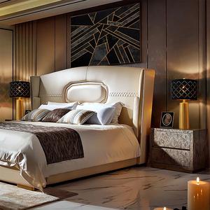 Lampe de table en laiton massif de luxe avec abat-jour en tissu élégant, éclairage d'appoint moderne pour chambre et salon - Product Image 3