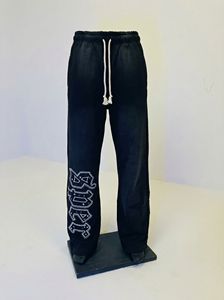 Black Studded <b>Zip</b> Hoodie Tracksuit Set Distressed Finish, Gothic Stud Embellishment, OEM/ODM Streetwear Manufacturer - Product Image 5
