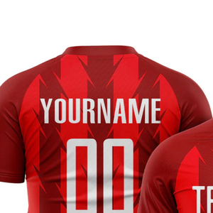 Maillot de football rouge pour homme, manches courtes, léger, respirant, pour l'entraînement sportif et les compétitions - Product Image 2